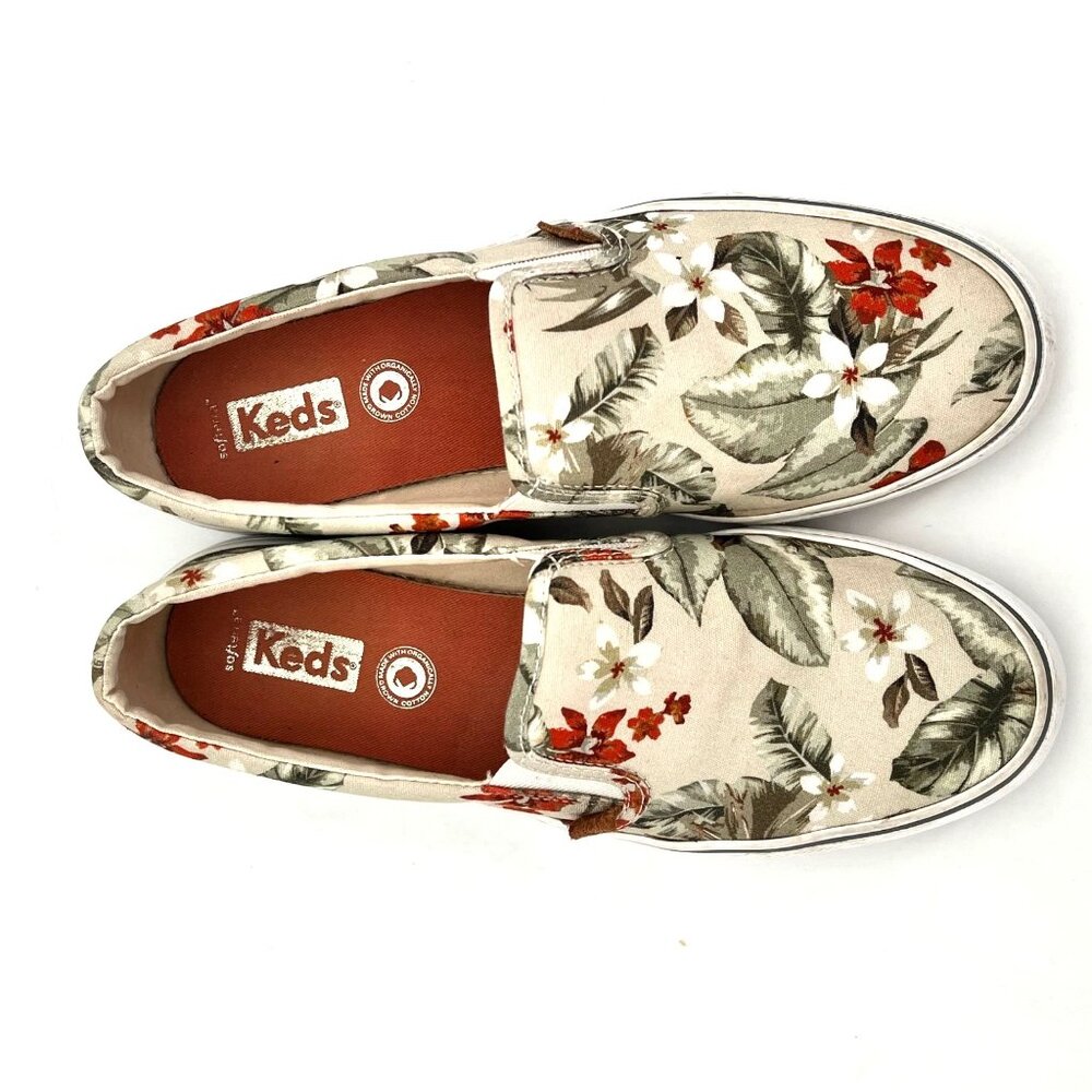 Keds Womens Slip-On Floral Canvas Shoes Size 8.5 US Tropical Design Rubber Sole - Picture 2 of 16